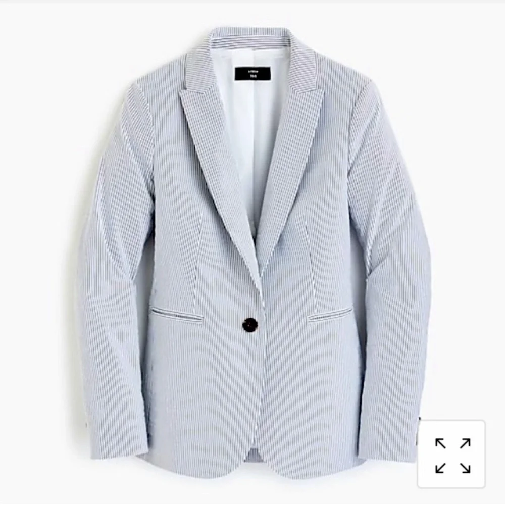 J.Crew Gray & White Striped Seersucker Blazer Jacket sz.0